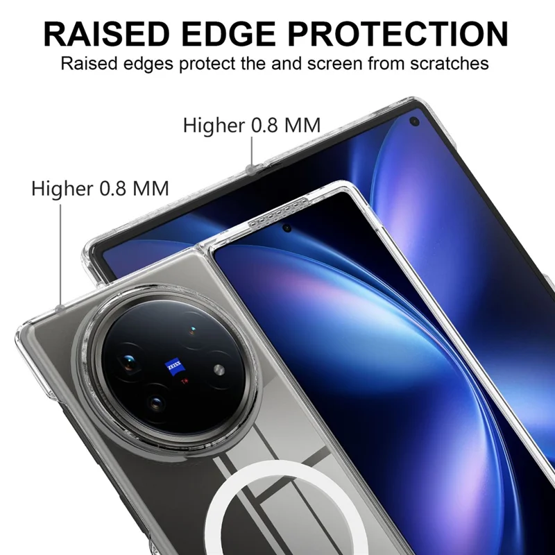 For vivo X Fold5 5G Clear Phone Magnetic Case TPU + Acrylic Back Cover - Clear