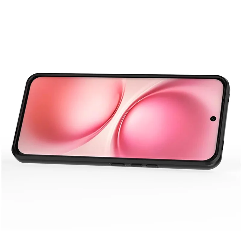 For vivo V60 5G Case PC + TPU Kickstand Phone Protector with Lens Cover - Black