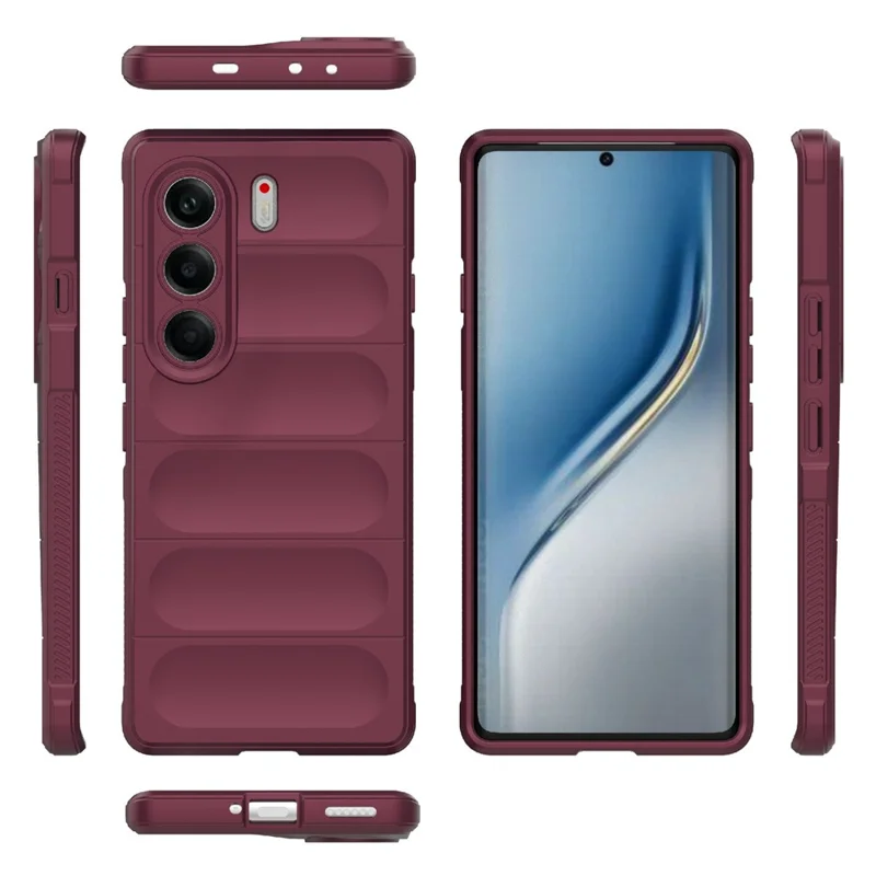 For TECNO Camon 40 Pro 5G Case Anti-Drop Soft TPU Rugged Phone Back Cover - Wine Red