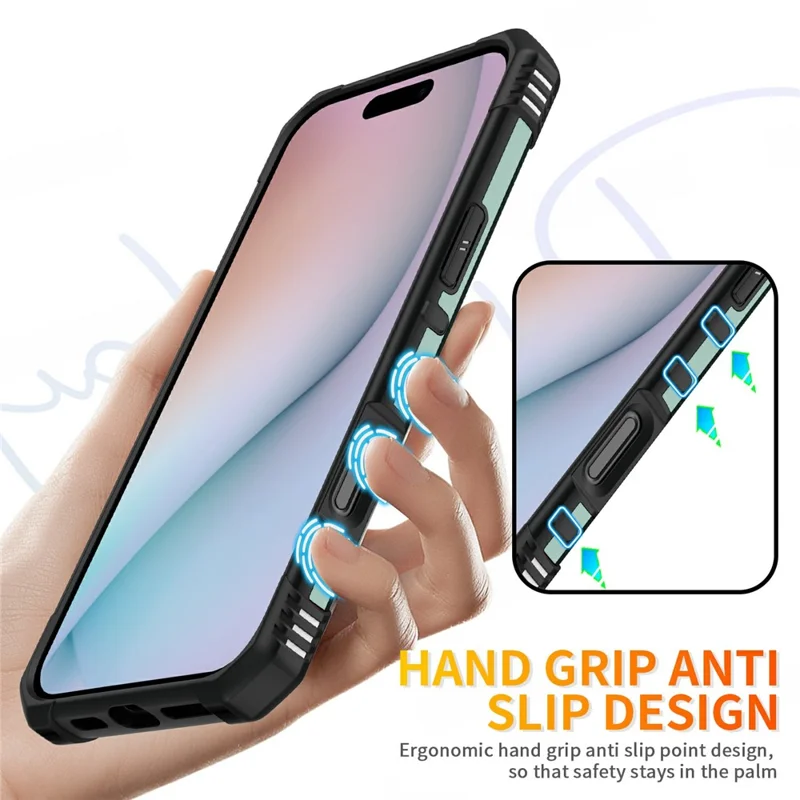 Bulk Purchasing For iPhone 16 Pro Max Case PC + TPU Anti-Drop Phone Cover with Ring Kickstand - Dark Green