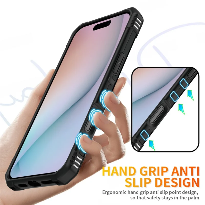 Bulk Purchasing For iPhone 16 Pro Max Case PC + TPU Anti-Drop Phone Cover with Ring Kickstand - Black