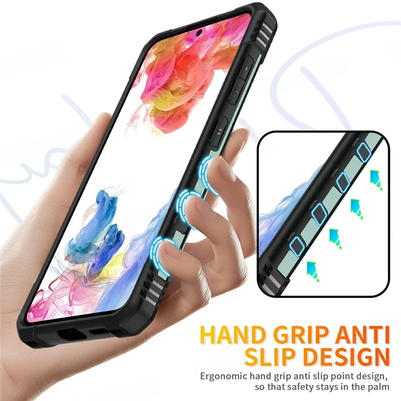 Bulk Purchasing For Samsung Galaxy S25 Case PC + TPU Anti-Drop Phone Cover with Ring Kickstand - Dark Green