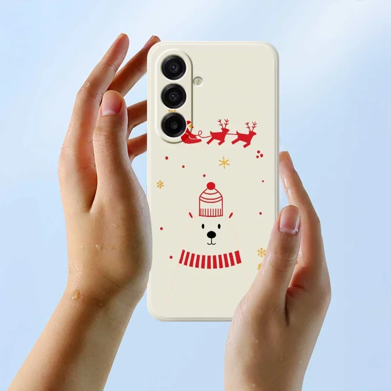 For Samsung Galaxy A17 5G / A17 4G Case Bear Pattern Printing Straight Edge TPU Phone Back Cover - Beige