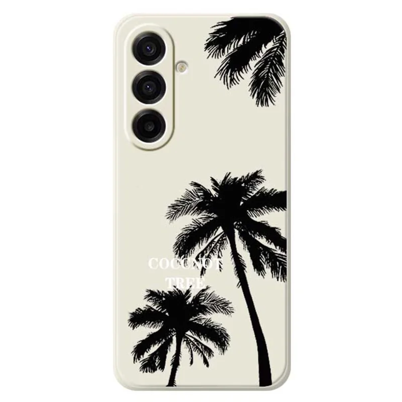 For Samsung Galaxy A17 5G / A17 4G Case Coconut Tree Pattern Printing Straight Edge TPU Phone Back Cover - Beige