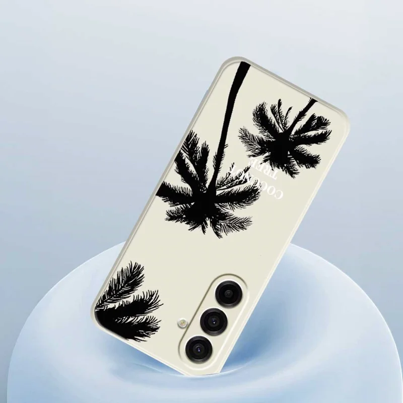For Samsung Galaxy A17 5G / A17 4G Case Coconut Tree Pattern Printing Straight Edge TPU Phone Back Cover - Beige