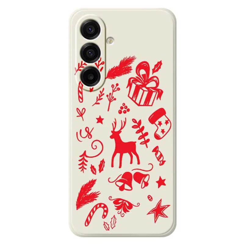 For Samsung Galaxy A17 5G / A17 4G Case Hand Drawn Christmas Pattern Printing Straight Edge TPU Phone Back Cover - Beige