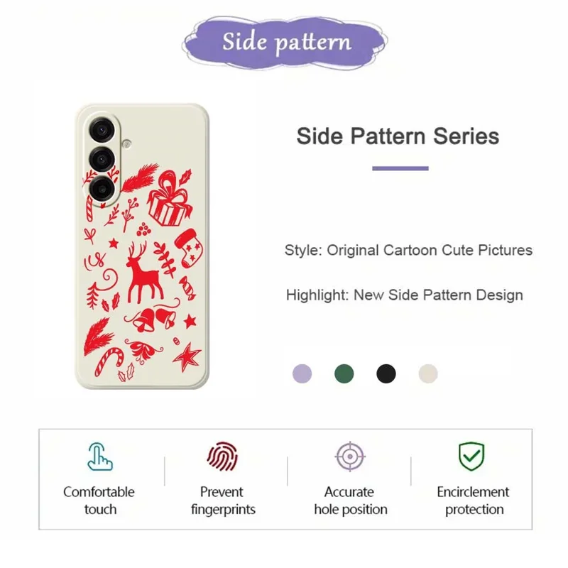 For Samsung Galaxy A17 5G / A17 4G Case Hand Drawn Christmas Pattern Printing Straight Edge TPU Phone Back Cover - Beige