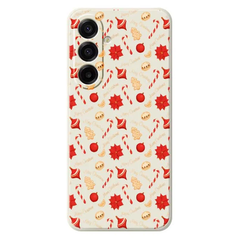 Per Samsung Galaxy A17 5G Case Stampa a motivo di caramelle natalizie Bordo dritto Custodia posteriore in TPU - Beige