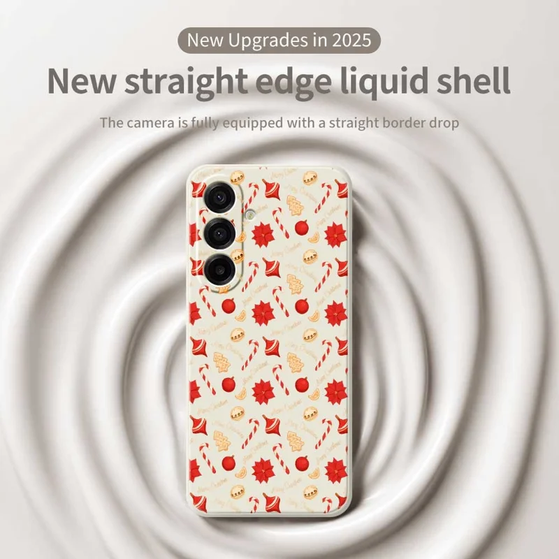 Per Samsung Galaxy A17 5G Case Stampa a motivo di caramelle natalizie Bordo dritto Custodia posteriore in TPU - Beige