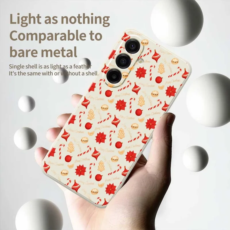Per Samsung Galaxy A17 5G Case Stampa a motivo di caramelle natalizie Bordo dritto Custodia posteriore in TPU - Beige