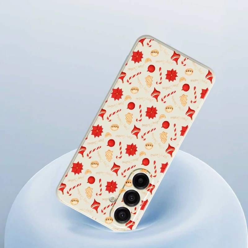 Per Samsung Galaxy A17 5G Case Stampa a motivo di caramelle natalizie Bordo dritto Custodia posteriore in TPU - Beige
