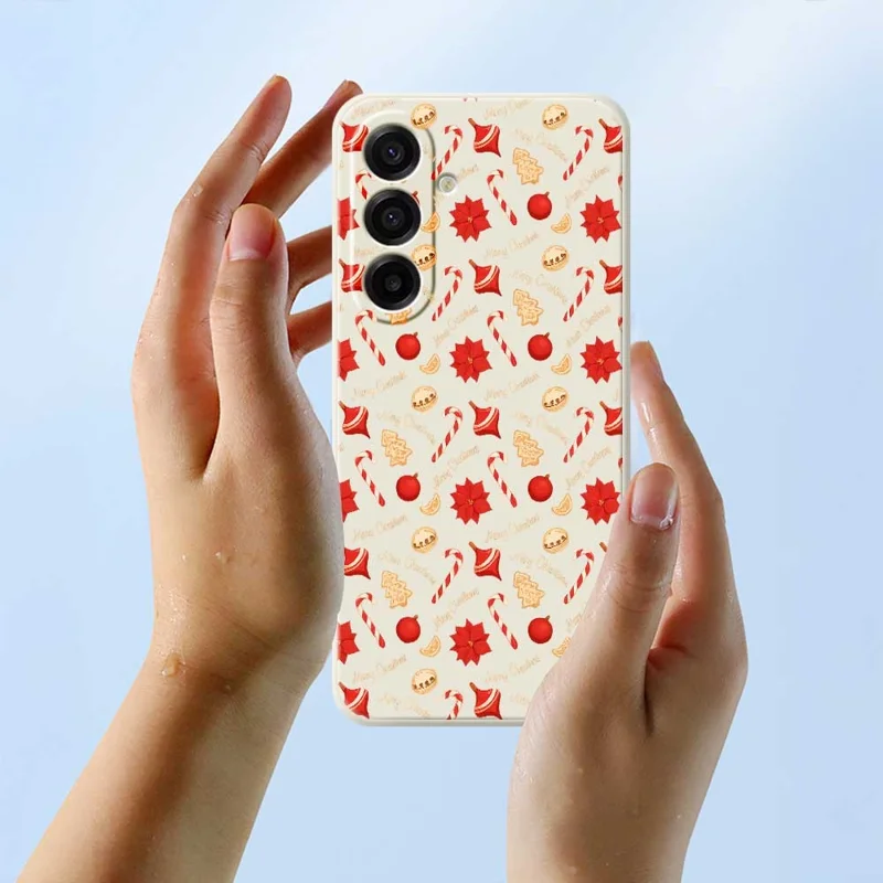Per Samsung Galaxy A17 5G Case Stampa a motivo di caramelle natalizie Bordo dritto Custodia posteriore in TPU - Beige