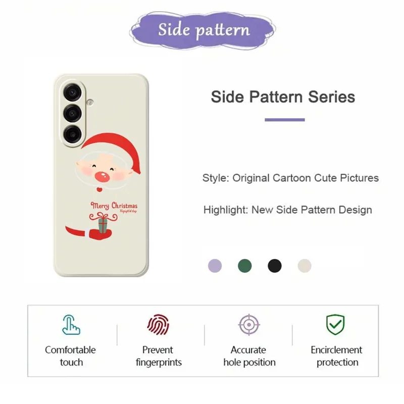 For Samsung Galaxy A17 5G / A17 4G Case Santa Claus Gift Pattern Printing Straight Edge TPU Phone Back Cover - Beige