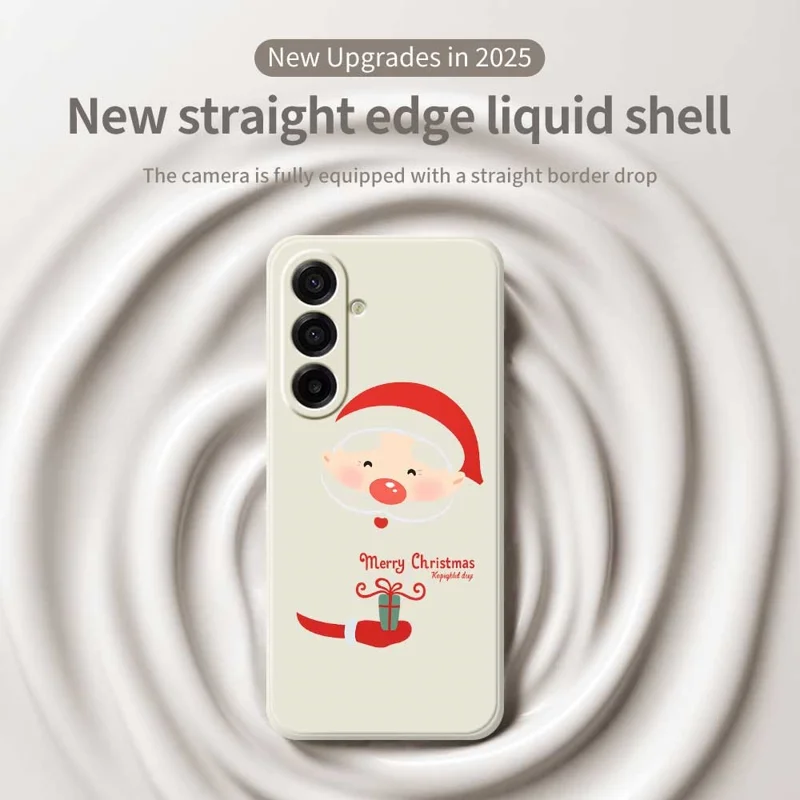 For Samsung Galaxy A17 5G / A17 4G Case Santa Claus Gift Pattern Printing Straight Edge TPU Phone Back Cover - Beige