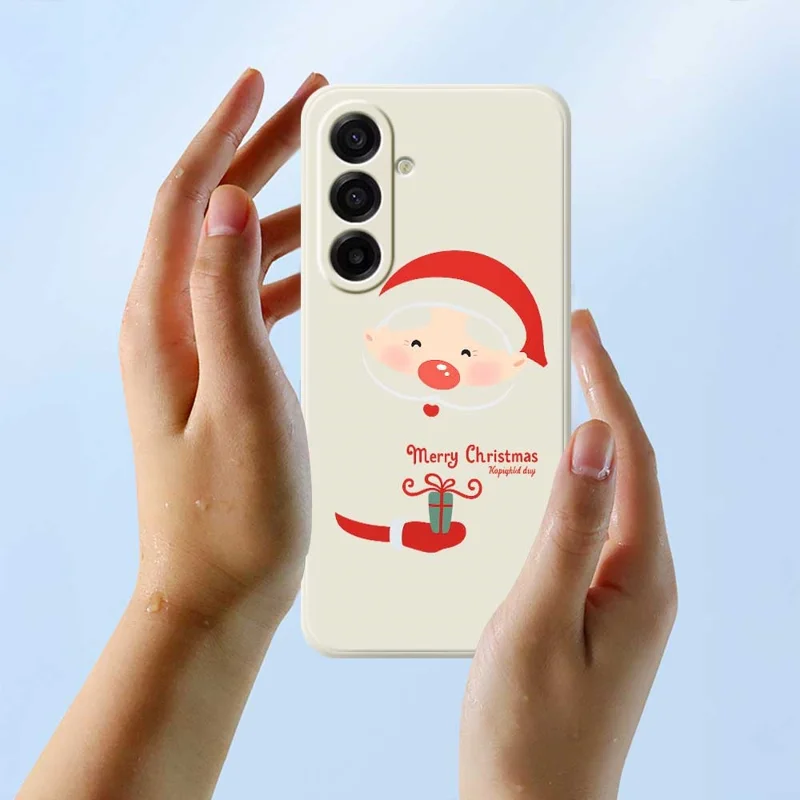For Samsung Galaxy A17 5G / A17 4G Case Santa Claus Gift Pattern Printing Straight Edge TPU Phone Back Cover - Beige