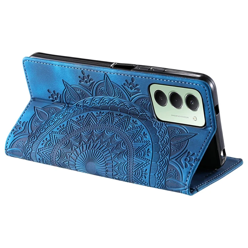 Für Xiaomi Redmi 15 5G (EU) (171mm) / 4G (EU) (171mm) Magnetisches Schließendes Leder Telefonhülle Muster Geprägt - Blau