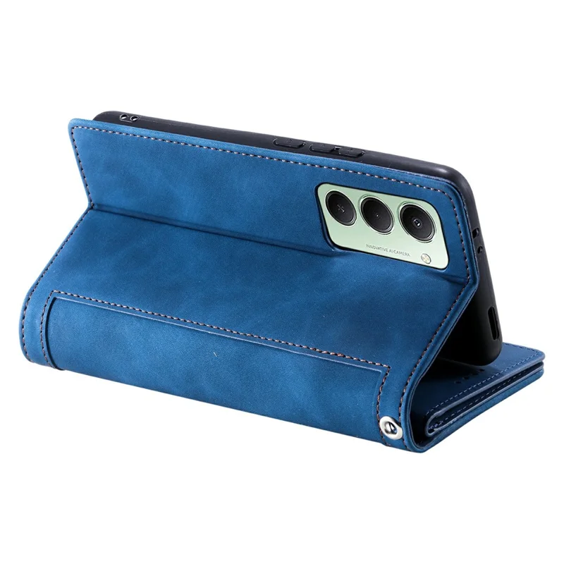 Für Xiaomi Redmi 15 5G (EU) (171mm) / 4G (EU) (171mm) Hülle 9 Kartenfächer Reißverschluss-Geldbörse PU-Leder Handyhülle mit Handgelenkriemen - Blau