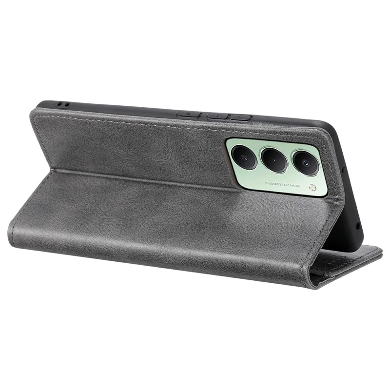 Estojo de Couro com Bloqueio RFID, Suporte e Carteira para Xiaomi Redmi 15 5G (UE) (171mm) / 4G (UE) (171mm) - Cinza
