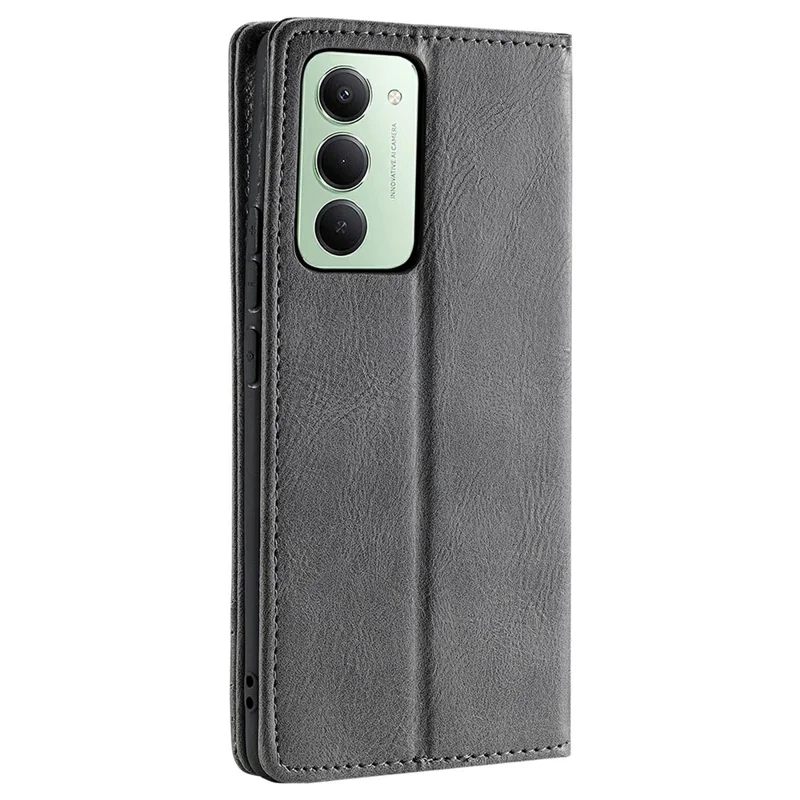 Estojo de Couro com Bloqueio RFID, Suporte e Carteira para Xiaomi Redmi 15 5G (UE) (171mm) / 4G (UE) (171mm) - Cinza
