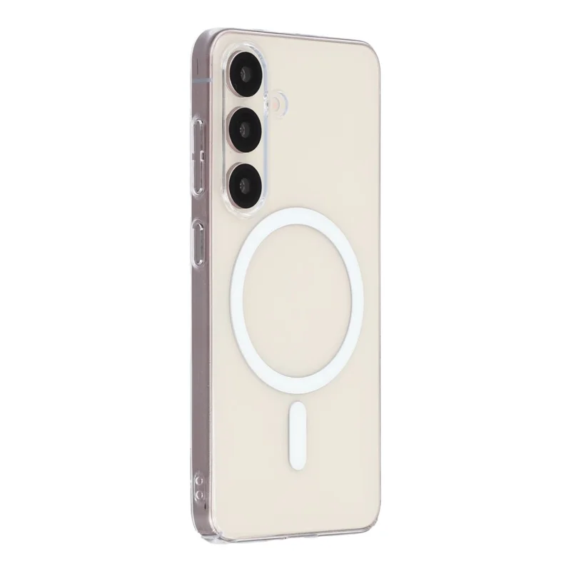 Capa Transparente Cristalina Compatível com MagSafe para Samsung Galaxy S25 - Branco Transparente