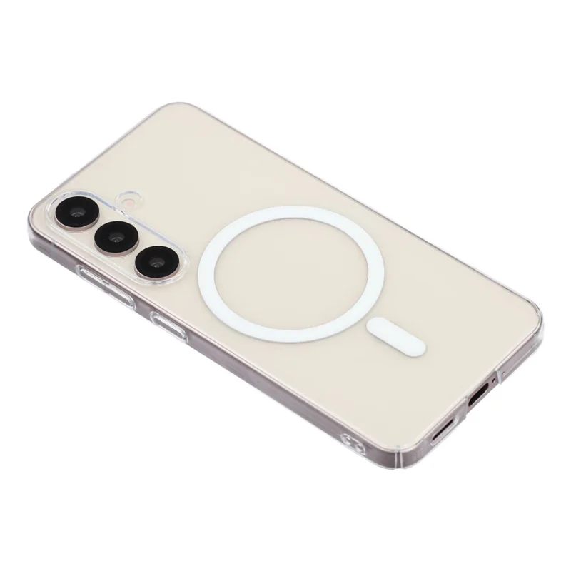 Capa Transparente Cristalina Compatível com MagSafe para Samsung Galaxy S25 - Branco Transparente