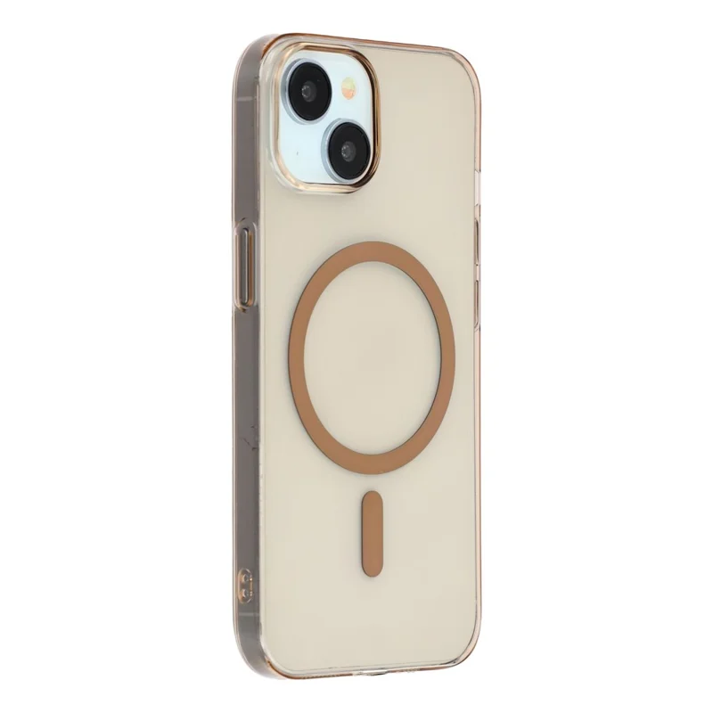 For iPhone 15 Crystal Clear Case Compatible with MagSafe Hard PC Phone Cover - Desert Gold