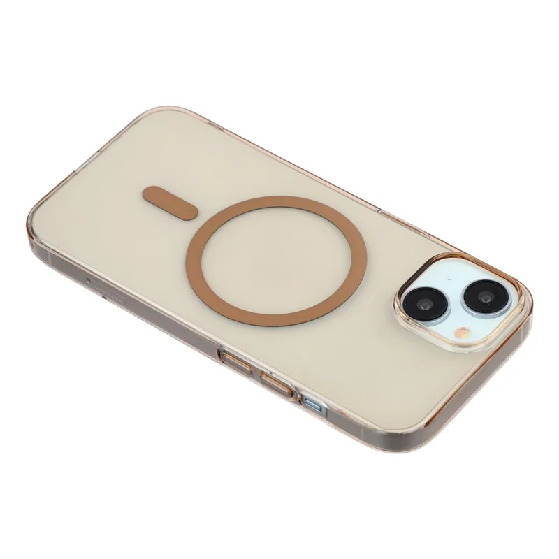 For iPhone 15 Crystal Clear Case Compatible with MagSafe Hard PC Phone Cover - Desert Gold