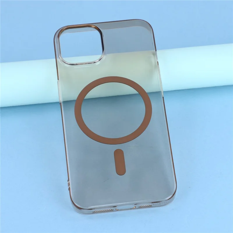 For iPhone 15 Crystal Clear Case Compatible with MagSafe Hard PC Phone Cover - Desert Gold