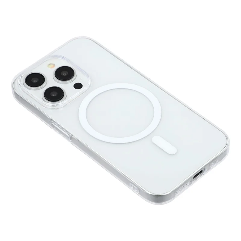 For iPhone 15 Pro Crystal Clear Case Compatible with MagSafe Hard PC Phone Cover - Transparent White