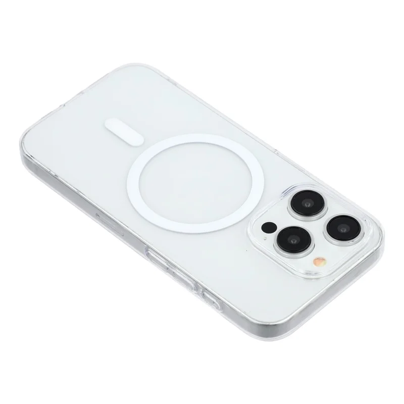 For iPhone 15 Pro Crystal Clear Case Compatible with MagSafe Hard PC Phone Cover - Transparent White