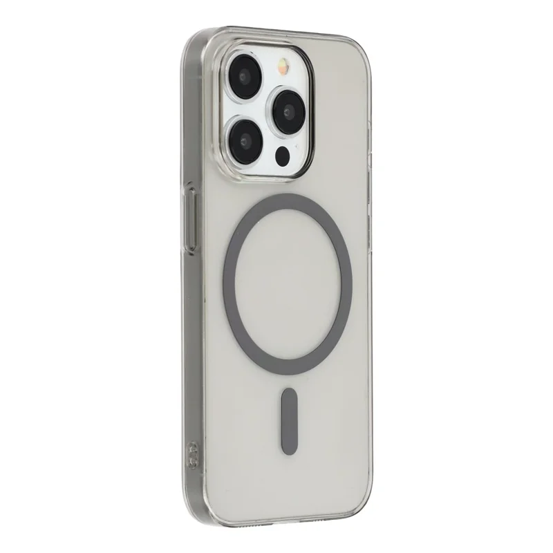 For iPhone 15 Pro Max Crystal Clear Case Compatible with MagSafe Hard PC Phone Cover - Grey