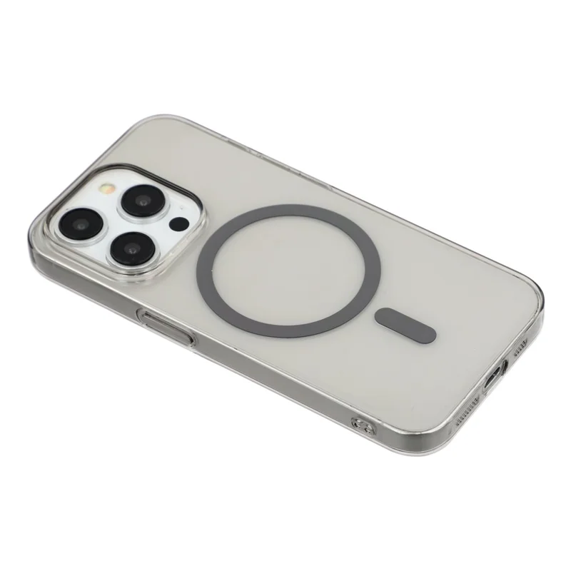 For iPhone 15 Pro Max Crystal Clear Case Compatible with MagSafe Hard PC Phone Cover - Grey