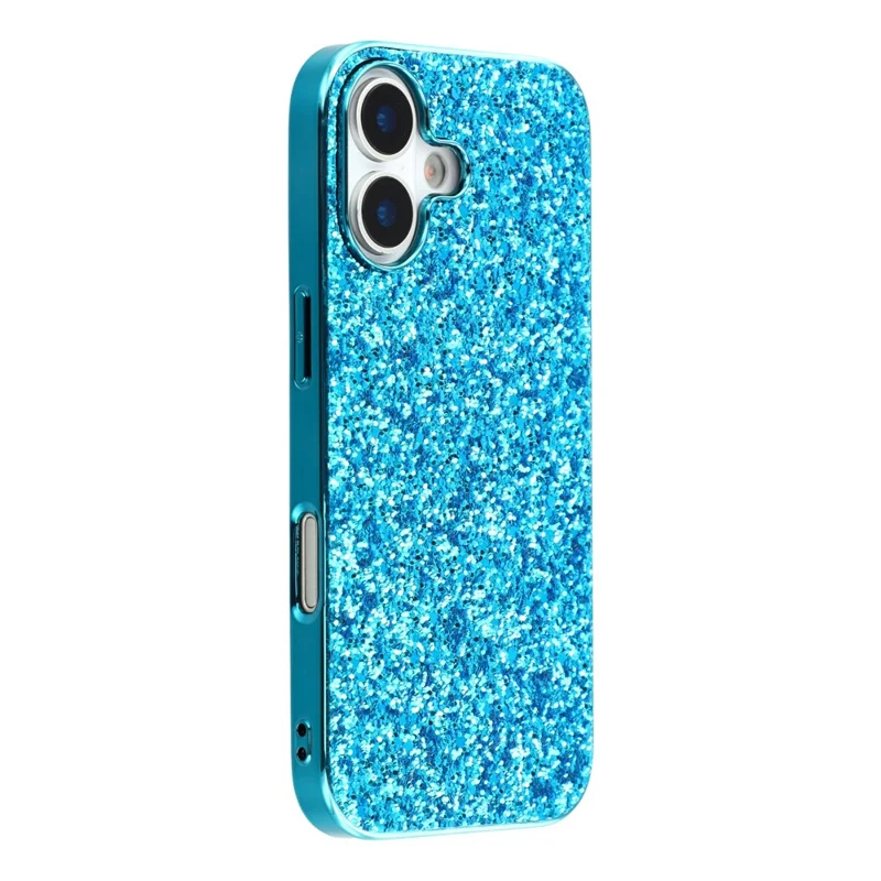 For iPhone 17 Case TPU + PC Sparkling Glitter Phone Back Cover - Blue