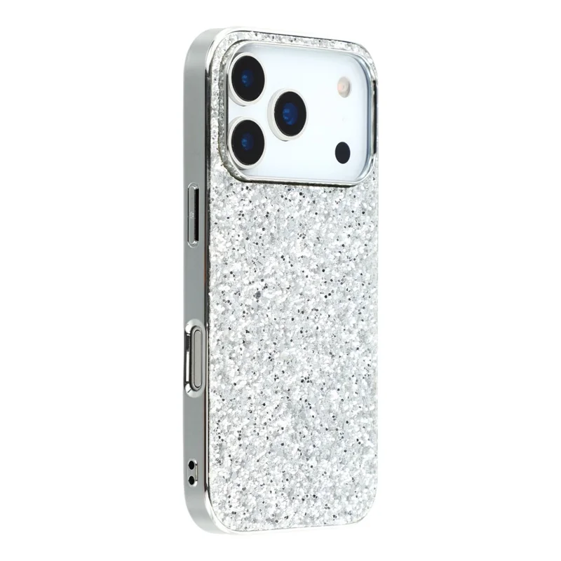 For iPhone 18 Pro / 17 Pro Case TPU + PC Sparkling Glitter Phone Back Cover - Silver