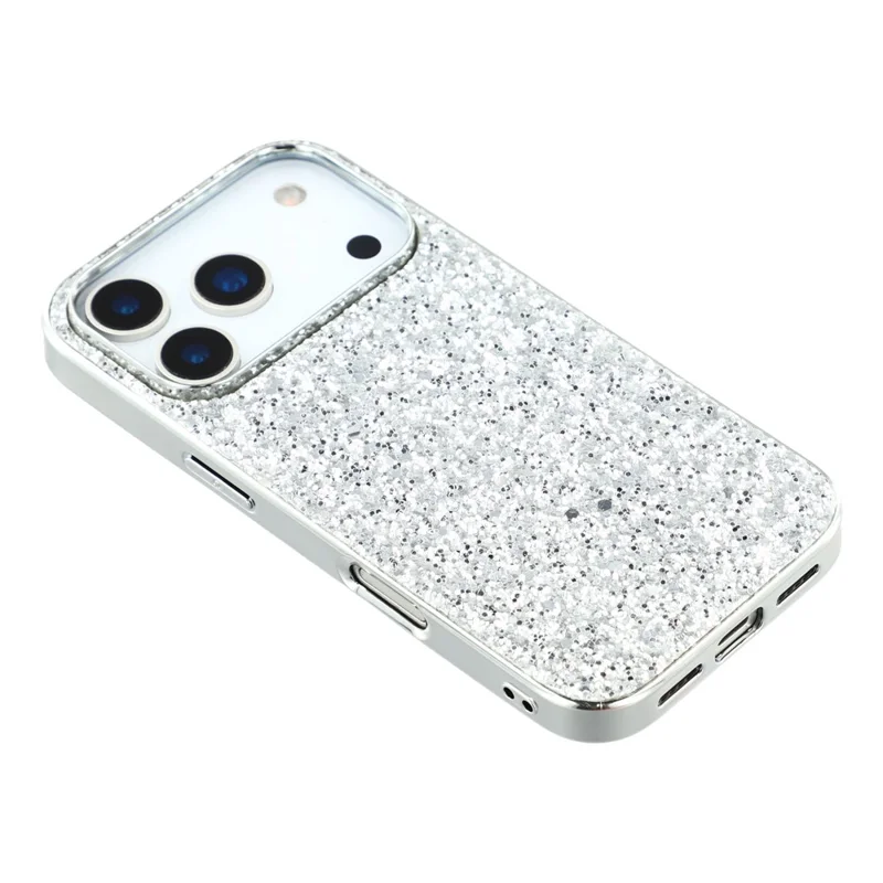 For iPhone 18 Pro / 17 Pro Case TPU + PC Sparkling Glitter Phone Back Cover - Silver