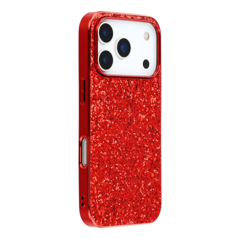For iPhone 17 Pro Case TPU + PC Sparkling Glitter Phone Back Cover - Red