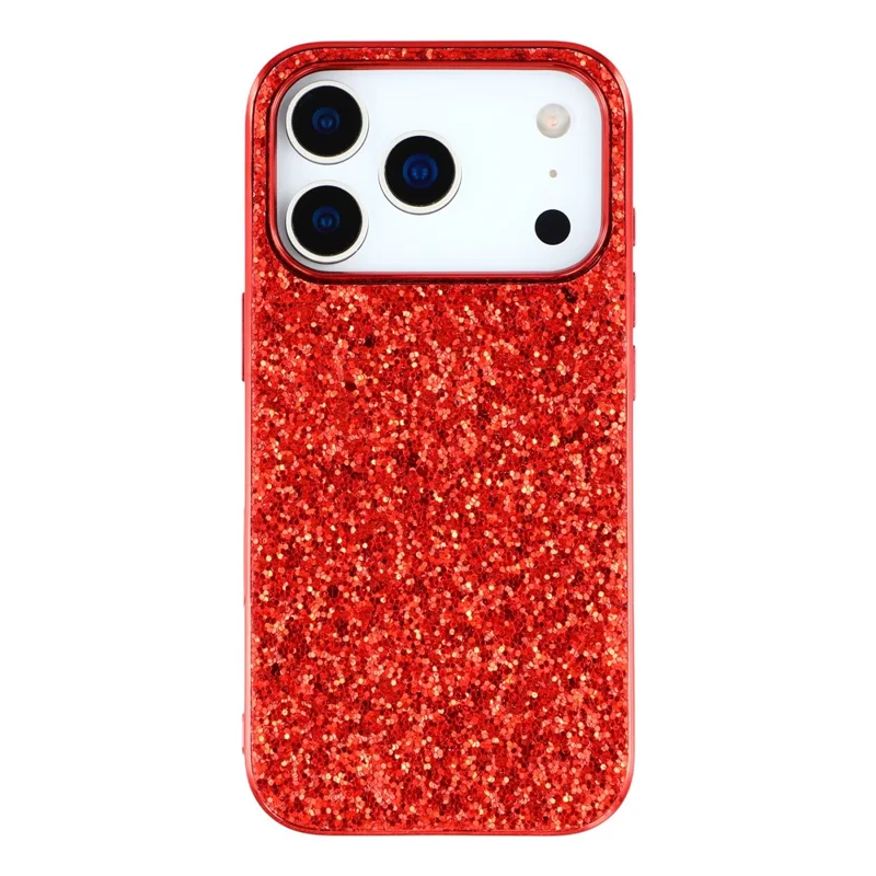 For iPhone 17 Pro Case TPU + PC Sparkling Glitter Phone Back Cover - Red