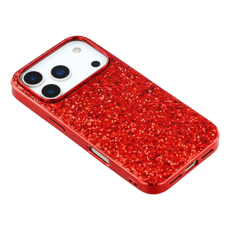 For iPhone 17 Pro Case TPU + PC Sparkling Glitter Phone Back Cover - Red