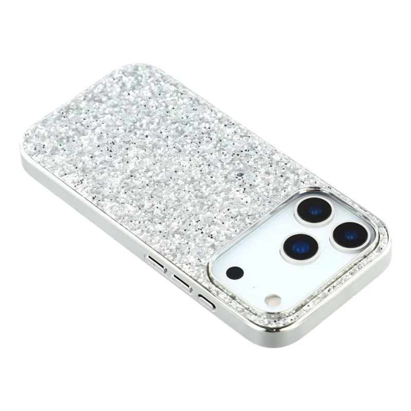 Voor iPhone 17 Pro Max hoesje TPU + PC Glitter telefoonhoes - Zilver