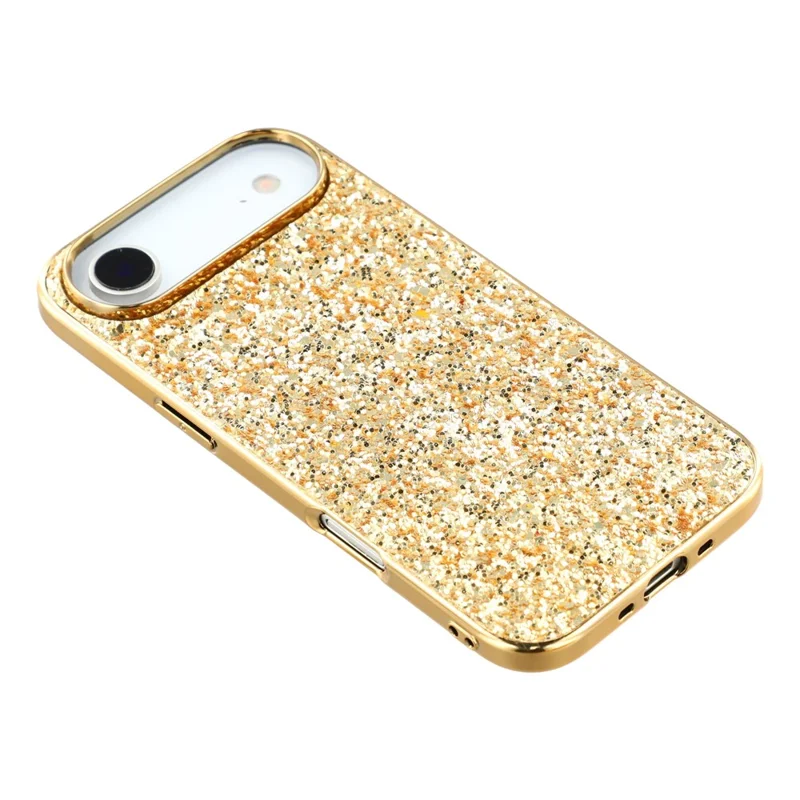 Capa para iPhone 17 Air em TPU + PC com Glitter Brilhante para Parte Traseira do Telefone - Dourado