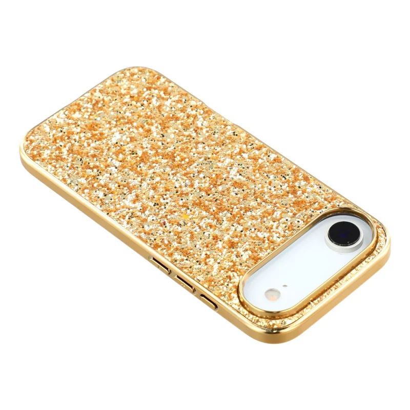 Capa para iPhone 17 Air em TPU + PC com Glitter Brilhante para Parte Traseira do Telefone - Dourado