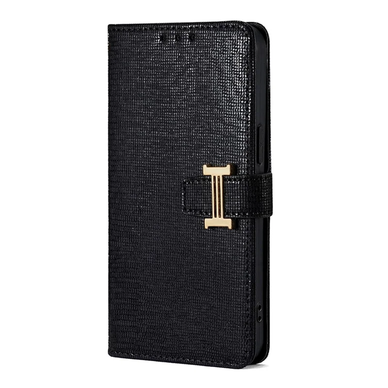 For Samsung Galaxy A17 5G / A17 4G Case Metal I-Buckle PU Leather Wallet Phone Cover - Black