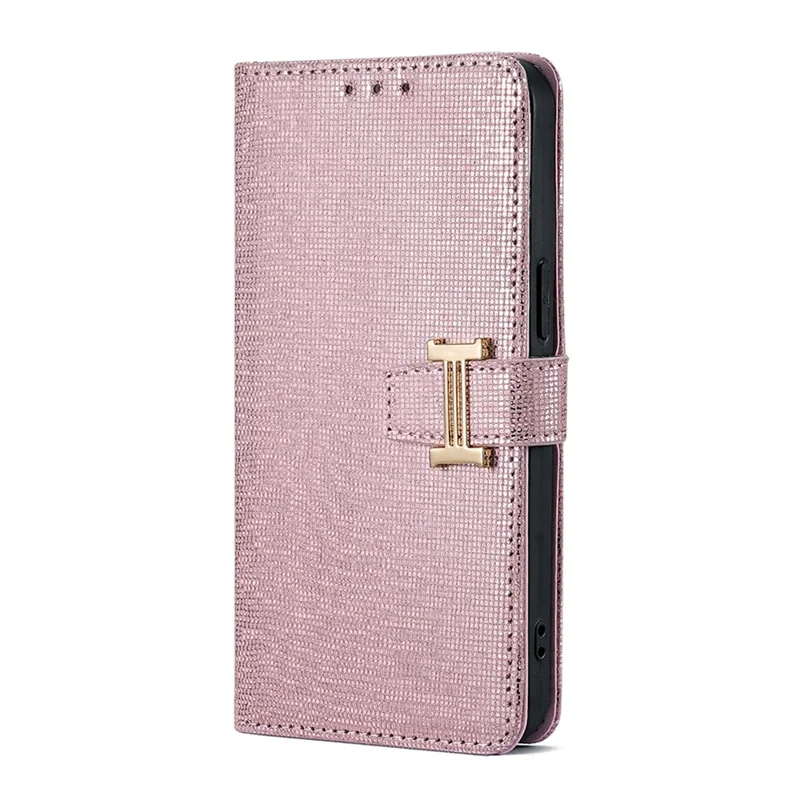 For Xiaomi Redmi 15C 4G (Global) (171mm) / Poco C85 4G (171mm) Case Metal I-Buckle PU Leather Wallet Phone Cover - Rose Gold
