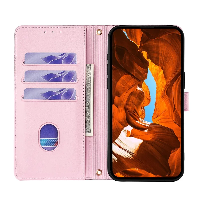 For Xiaomi Redmi 15C 4G (Global) (171mm) / Poco C85 4G (171mm) Case Metal I-Buckle PU Leather Wallet Phone Cover - Rose Gold
