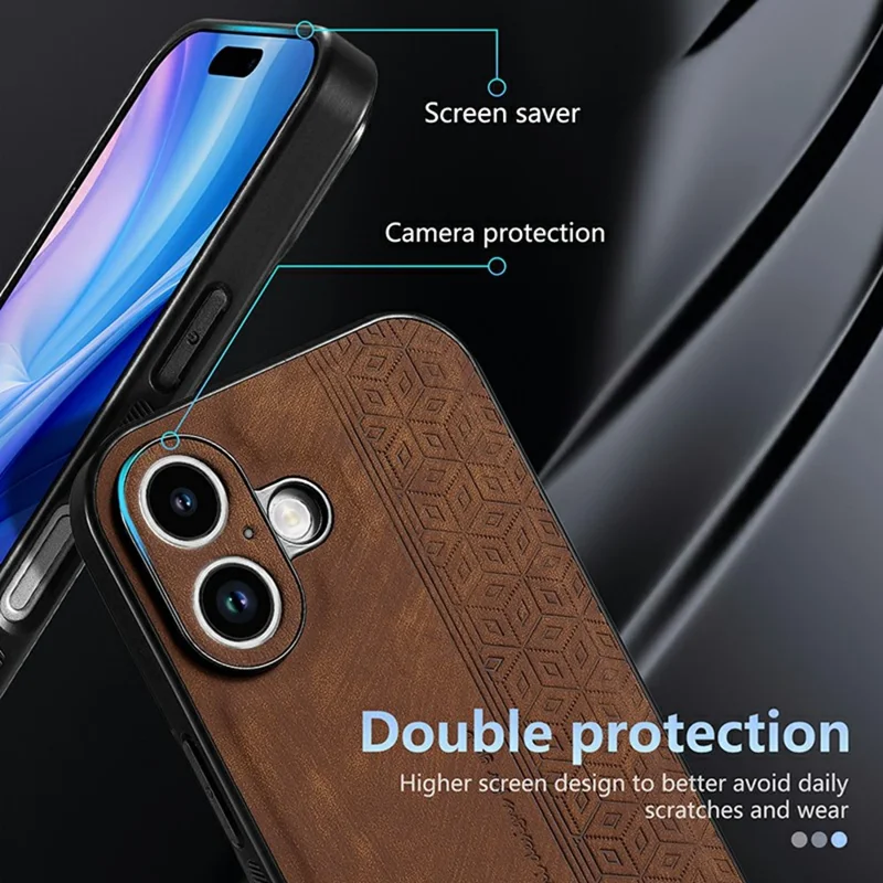 AZNS Für iPhone 17 Schutzhülle Schützende PU-Leder-Abdeckung TPU-Telefongehäuse - Braun