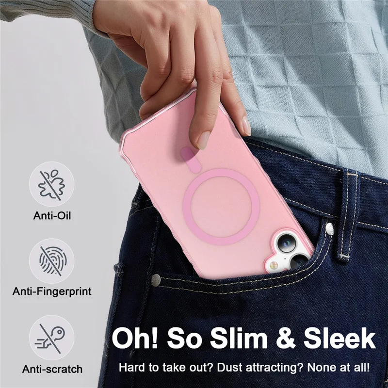 For iPhone Air Case Compatible with MagSafe Small Wavy Edge PC + TPU Phone Cover - Pink