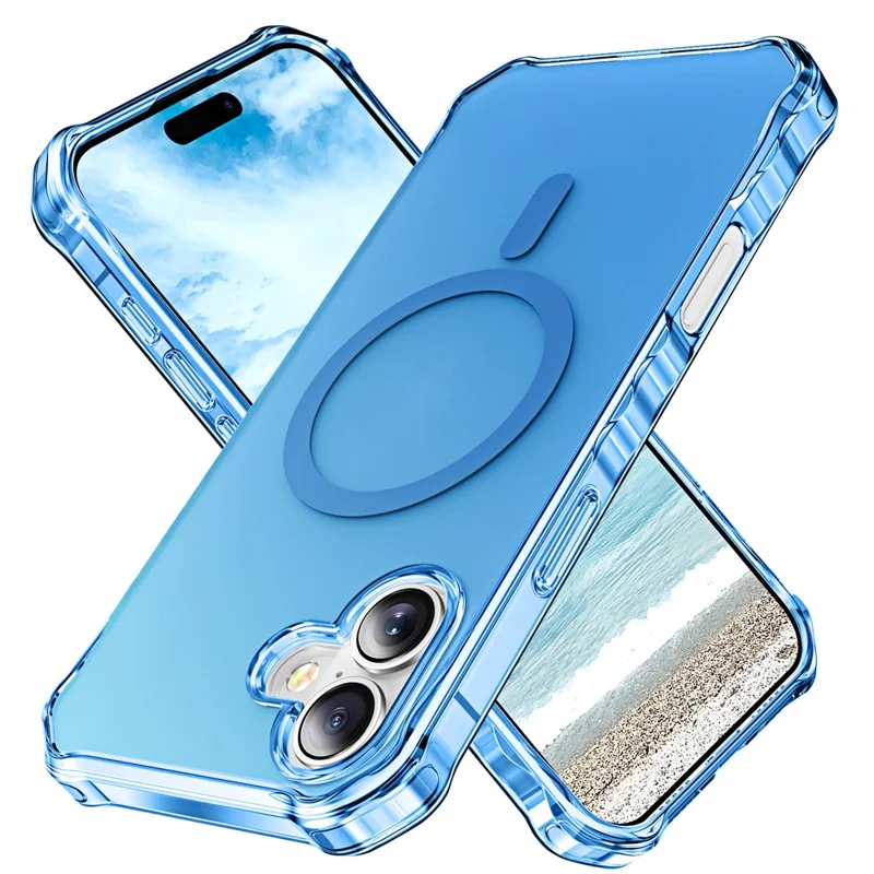 For iPhone Air Case Compatible with MagSafe Small Wavy Edge PC + TPU Phone Cover - Blue
