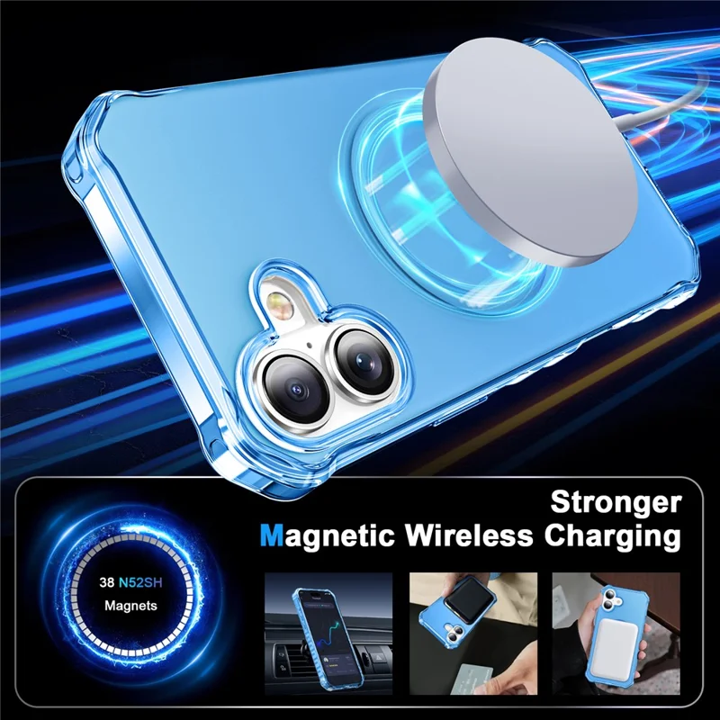 For iPhone Air Case Compatible with MagSafe Small Wavy Edge PC + TPU Phone Cover - Blue