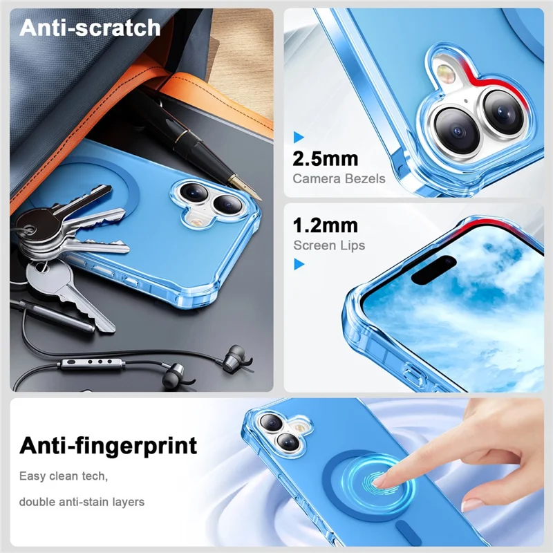 For iPhone Air Case Compatible with MagSafe Small Wavy Edge PC + TPU Phone Cover - Blue