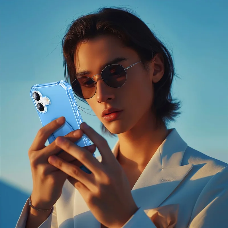 For iPhone Air Case Compatible with MagSafe Small Wavy Edge PC + TPU Phone Cover - Blue